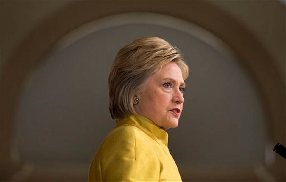 Democratic presidential candidate Hillary Clinton speaks about counterterrorism, Wednesday, March 23, 2016, at the Bechtel Conference Center at Stanford University in Stanford, Calif.  Carolyn Kaster  - AP Photo 