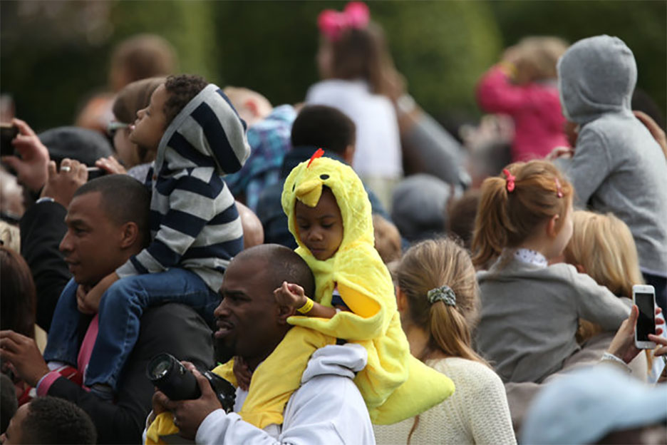 Attendees at the annual egg roll.