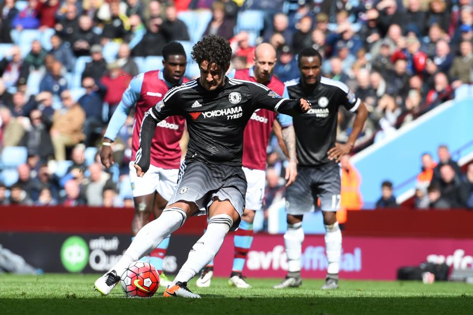 BIRMINGHAM, ENGLAND - APRIL 02: Alexandre Pato of Chelsea converts the penalty to score his team's second goal during the Barclays Premier League match between Aston Villa and Chelsea at Villa Park on April 2, 2016 in Birmingham, England. (Photo by Shaun Botterill/Getty Images)