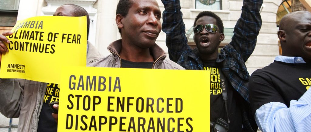 According to people present at the protest, Thursday afternoon’s demonstration in Serrekunda, Banjul, was peaceful with participants holding signs calling for electoral reforms. The protest was dispersed by police who arrested several people, including the following UDP members: Solo Sandeng, Fatoumata Jawara (Female Youth President), Fatou Camara, (Constituency Women’s Leader), Nokoi Njie (2nd Vice President of the Women’s Wing) and Lang Marong (Deputy Campaign Manager).They were taken to Mile 2 Prison and later to the National Intelligence Agency for interrogation.