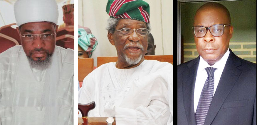 Photo from left, His Eminence, the National Missioner, Sheikh Imam Abdur-Rahman Olanrewaju , Ahmad; National President, Alhajj Lateef Olufemi Okunnu SAN, CON., and the National Secretary, Alhaji Lateef Seinde Karim. Ansar-ud-Deen Society remains the oldest, largest, most famous, and most respected Muslim organizations in Nigeria; living up to its mission to enhance the status of the populace through unwavering pursuit of knowledge.