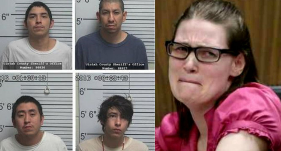 These four men were accused of raping 9-year-old while her mother (right)  was away smoking meth 