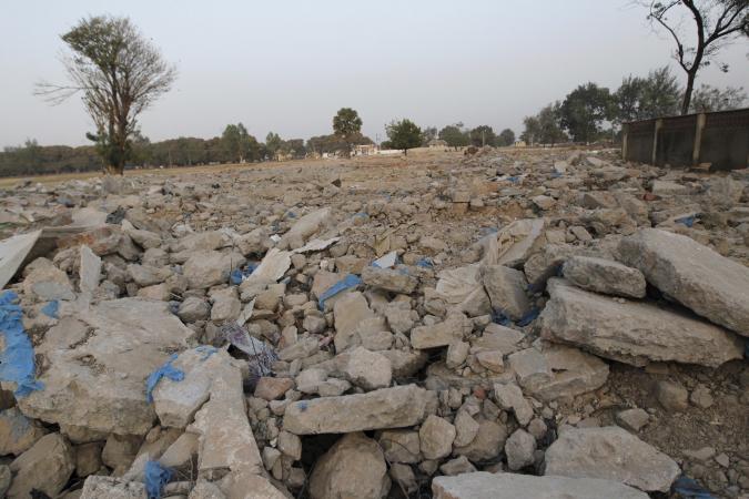 The rubble of a Shiite mosque demolished in Zaria, Kaduna state, Nigeria, is pictured on February 2. An inquiry into clashes between Shiites and the Nigerian Army in Zaria has heard that 347 Shiites were buried in a single mass grave. Afolabi Sotunde/Reuters