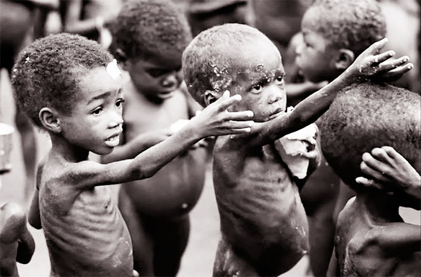 File: Compelling images of starving Biafran children were pervasive in 1967-70, pushing Americans to donate food and money. In 1968, the Red Cross was spending $1.5 million per month on humanitarian aid in Biafra.