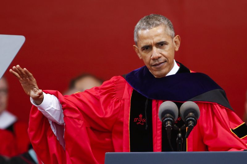 President Barack Obama delivered the commencement address at Rutgers University Sunday, culminating a two-year-effort by officials and students to have a sitting president deliver the address for the first time.
