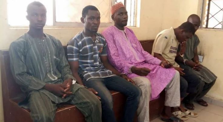 On Friday, June 10, these five suspects were arraigned before a court in Kano over the killing of the market woman on allegation of blasphemy. According to the police, Mrs Agbahime was accused of blaspheming the Prophet Mohammed of Islam before being clubbed to death. The suspects (Dauda Ahmad, Abdullahi Mustapha, Zubairu Abubakar, Abdullahi Abubakar and Musa Abdullahi) were arraigned before Chief Magistrate Court on a four-count charge. 