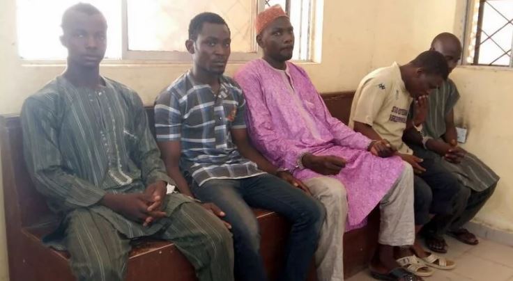 On Friday, June 10, these five suspects were arraigned before a court in Kano over the killing of the market woman on allegation of blasphemy. According to the police, Mrs Agbahime was accused of blaspheming the Prophet Mohammed of Islam before being clubbed to death. The suspects (Dauda Ahmad, Abdullahi Mustapha, Zubairu Abubakar, Abdullahi Abubakar and Musa Abdullahi) were arraigned before Chief Magistrate Court on a four-count charge.