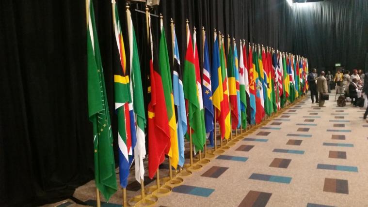 African flags on display....The AU’s 2063 Agenda contains plans for a common visa policy with three primary components: visa-on-arrival for all African nationals, mandatory granting of a minimum 30-day visa for African citizens visiting any African country by 2018, and the ambitious goal of a single, continental passport by 2020. 