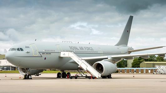 The RAF Voyager that has been converted to provide travel for the Royal Family and government Ministers.