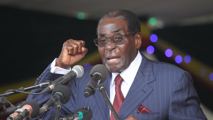 Zimbabwean President Robert Mugabe speaks Feb. 27 during celebrations to mark his 92nd birthday in Masvingo.  (Tsvangirayi Mukwazhi / Associated Press)