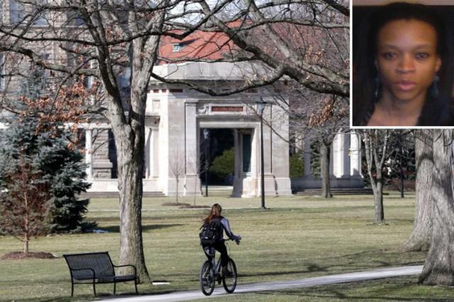 Joy Karega, (inset) an associate professor of rhetoric and composition, was put on paid leave while prestigious Oberlin College considers her future, according to a statement from university president Martin Krislov obtained by The Post.