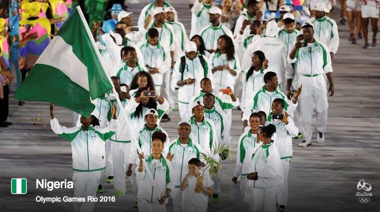 The Nigerian Olympic team during the parade of nations.