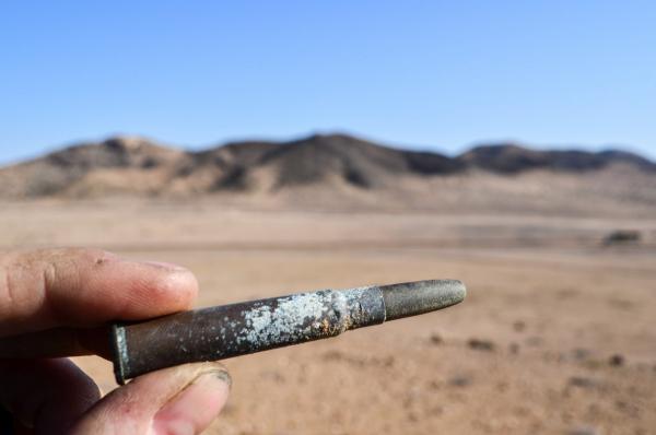 A 100-year-old German bullet in the sands of Namibia.