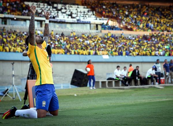 of Brazil reacts after scoring a goal against Japan on July 30. (Fernando Bizerra Jr. / European Pressphoto Agency)