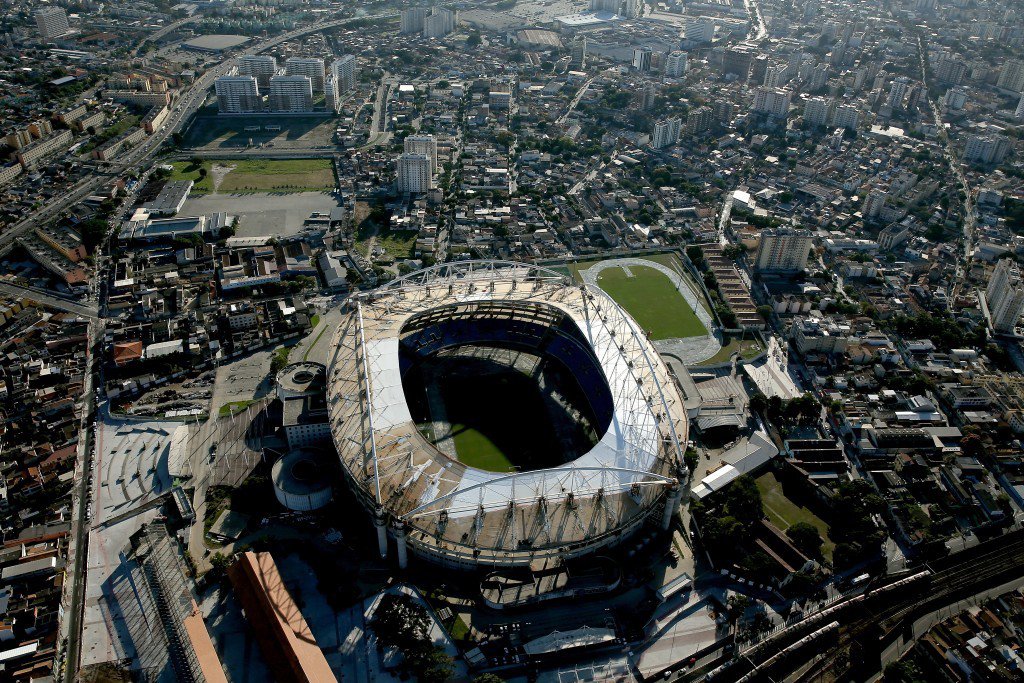 Athletics track in Rio 2016 Olympic Stadium.
