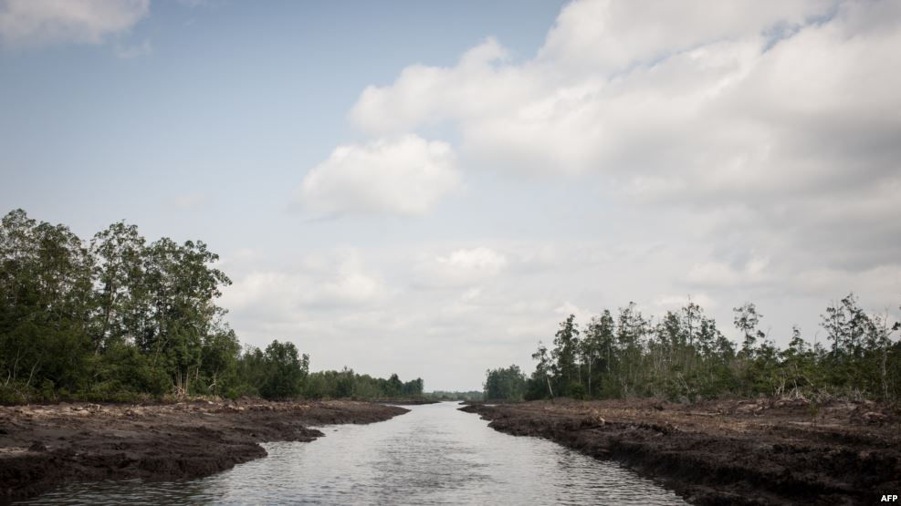 FILE - This picture taken on June 8, 2016, shows a waterway in the Niger Delta. Militants launched attacks at the start of the year to demand a greater share of oil revenues for the swampy region, which produces most of Nigeria's crude but whose residents are mired in poverty.