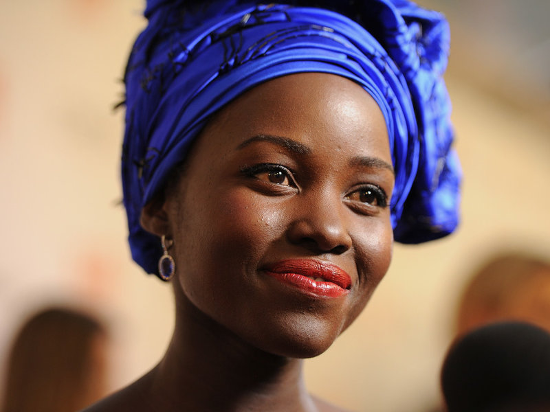 Lupita Nyong'o in her Nigerian-style head tie. 